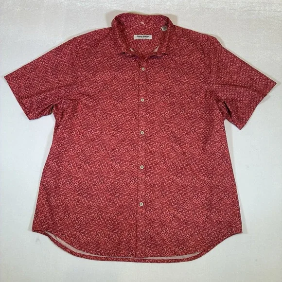 Tommy Bahama Island Zone Hawaiian Shirt Mens X Large Red Stretch Button Up - Picture 3 of 7